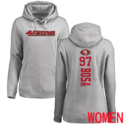 San Francisco 49ers Ash Women Nick Bosa Backer 97 Pullover NFL Hoodie Sweatshirts